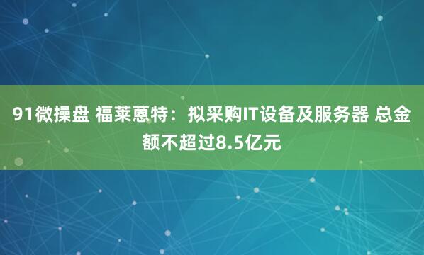 91微操盘 福莱蒽特：拟采购IT设备及服务器 总金额不超过8.5亿元